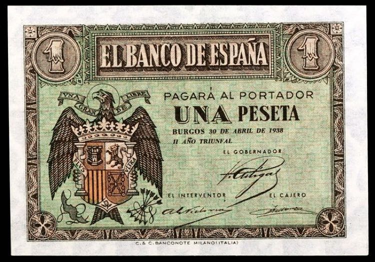 1938. Burgos. 1 peseta. (Ed. D29b) ... 
