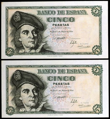 1948. 5 pesetas. (Ed. D56a) (Ed. ... 