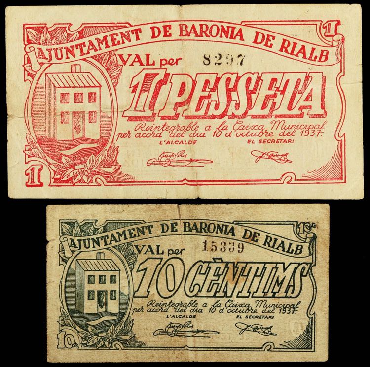 Baronia de Rialb. 10 céntimos y 1 ... 