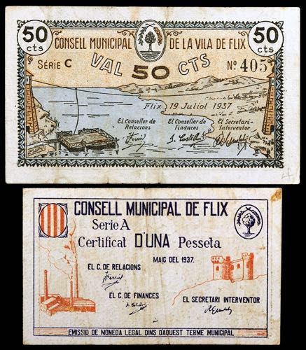 Flix. 50 céntimos y 1 peseta. (T. ... 