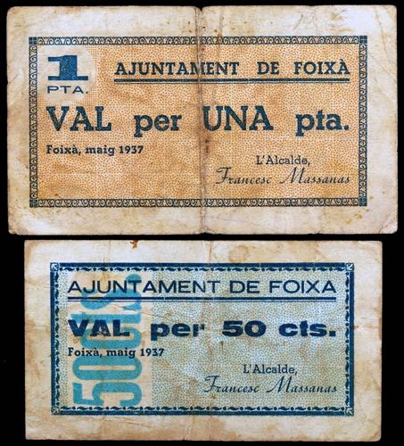 Foixà. 50 céntimos y 1 peseta. ... 