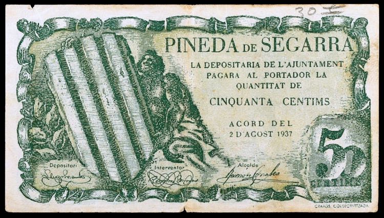 Pineda de Segarra. 50 céntimos. ... 