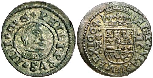 1664. Felipe IV. Coruña. R. 16 ... 