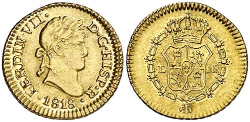 1818. Fernando VII. Lima. JP. 1/2 ... 