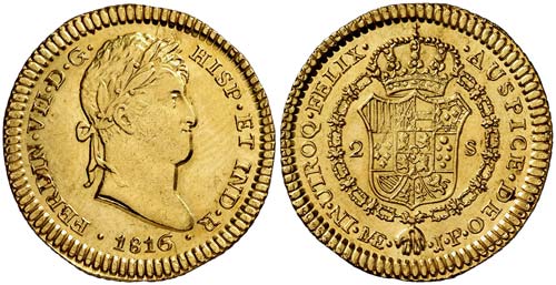1816. Fernando VII. Lima. JP. 2 ... 