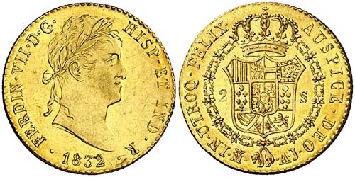 1832. Fernando VII. Madrid. AJ. 2 ... 