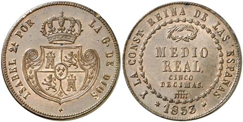 1853. Isabel II. Segovia. 1/2 real ... 