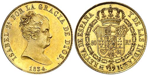 1834. Isabel II. Madrid. DG ... 