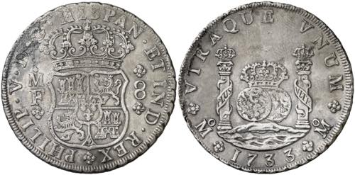 1733. Felipe V. México. MF. 8 ... 
