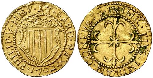 1702. Felipe V. Cagliari. 1 escudo ... 