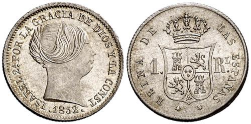 1852. Isabel II. Madrid. 1 real. ... 