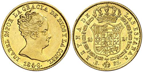 1846. Isabel II. Barcelona. PS. 80 ... 