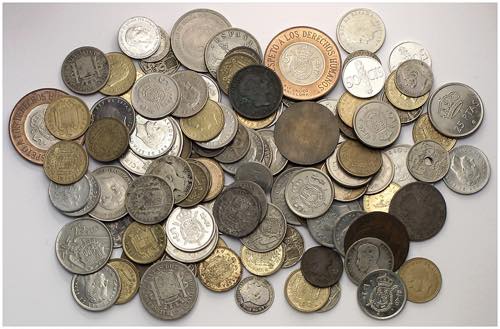 Lote de 105 monedas, desde el ... 