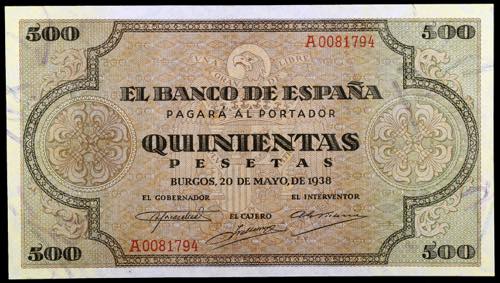 1938. Burgos. 500 pesetas. (Ed. ... 