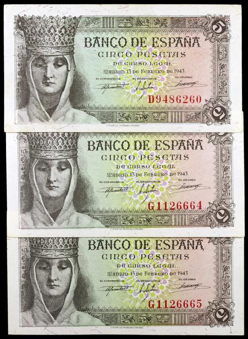 1943. 5 pesetas. (Ed. D47a) (Ed. ... 