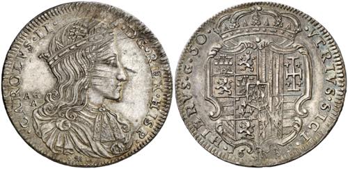 1689. Carlos II. Nápoles. AG/A. ... 