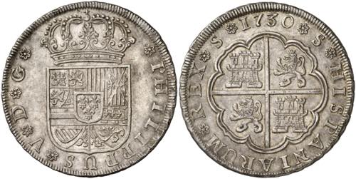 1730. Felipe V. Sevilla. 8 reales. ... 