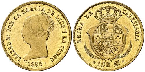 1855. Isabel II. Barcelona. 100 ... 