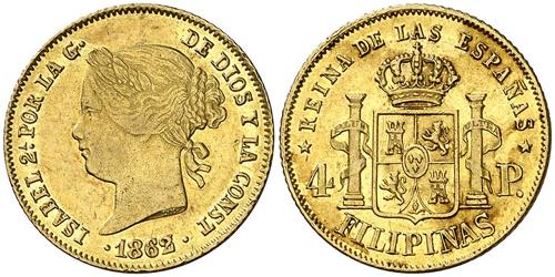 1862/3. Isabel II. Manila. 4 ... 