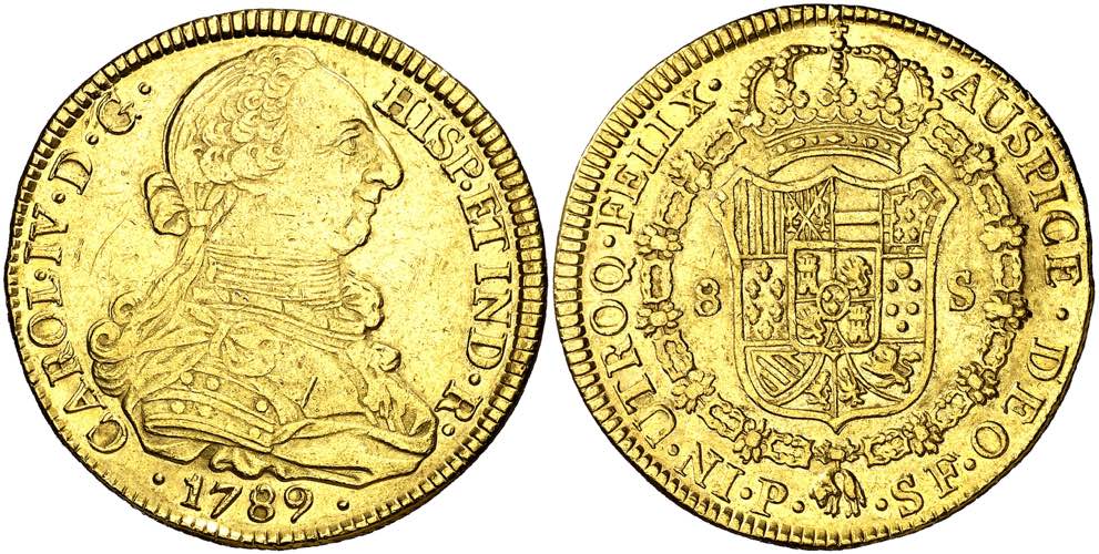 1789. Carlos IV. Popayán. SF. 8 ... 