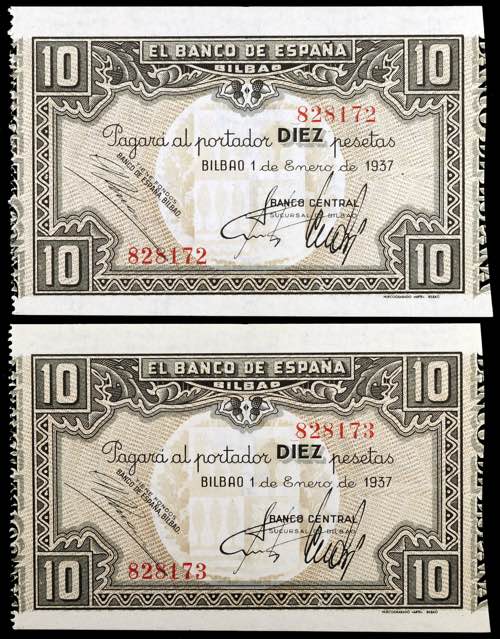 1937. Bilbao. 10 pesetas. (Ed. C38 ... 