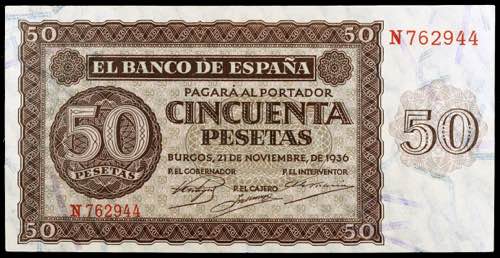 1936. Burgos. 50 pesetas. (Ed. ... 