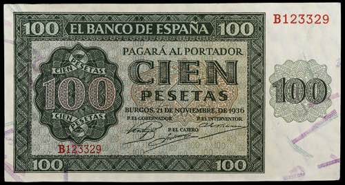 1936. Burgos. 100 pesetas. (Ed. ... 