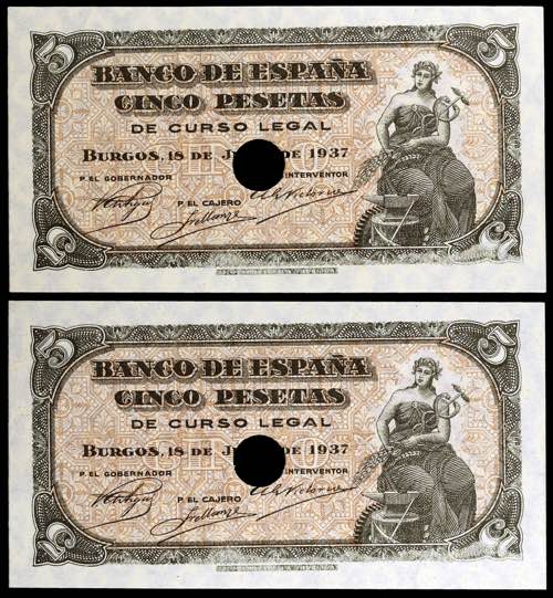 1937. Burgos. 5 pesetas. (Ed. ... 