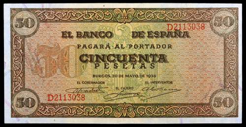 1938. Burgos. 50 pesetas. (Ed. ... 