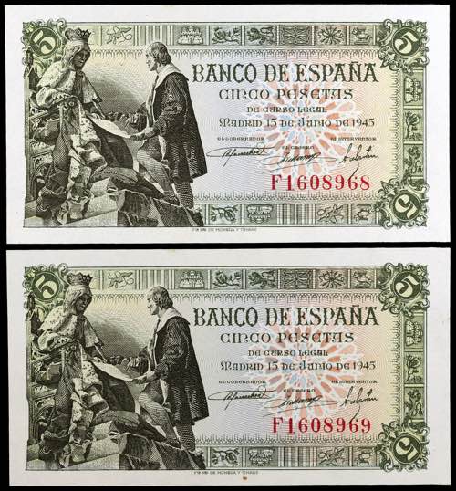 1945. 5 pesetas. (Ed. D50a) (Ed. ... 