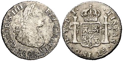 1808. Carlos IV. Potosí. PJ. 1/2 ... 
