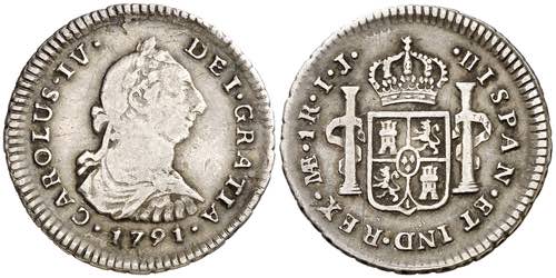 1791. Carlos IV. Lima. IJ. 1 real. ... 
