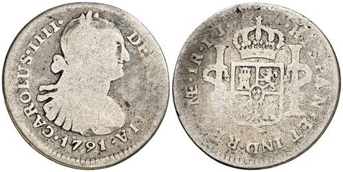 1791. Carlos IV. Lima. IJ. 1 real. ... 