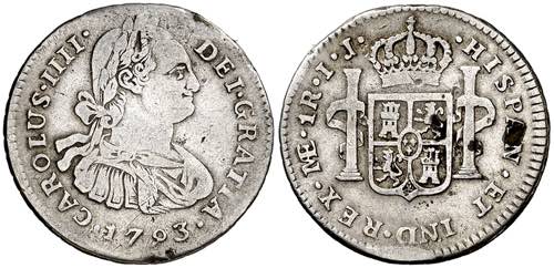 1793. Carlos IV. Lima. IJ. 1 real. ... 