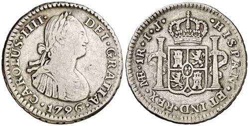 1796. Carlos IV. Lima. IJ. 1 real. ... 