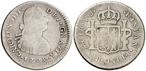 1799. Carlos IV. Lima. IJ. 1 real. ... 