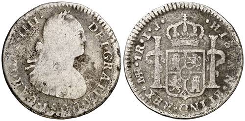 1800. Carlos IV. Lima. IJ. 1 real. ... 