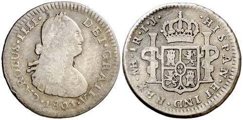 1801. Carlos IV. Lima. IJ. 1 real. ... 