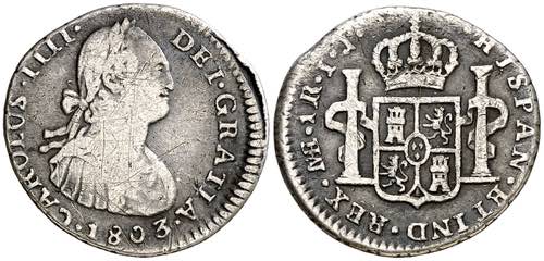 1803. Carlos IV. Lima. IJ. 1 real. ... 