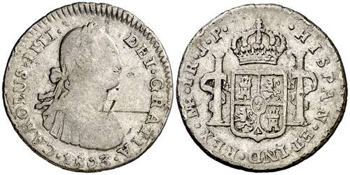 1803. Carlos IV. Lima. JP. 1 real. ... 