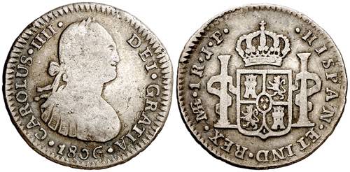 1806. Carlos IV. Lima. JP. 1 real. ... 