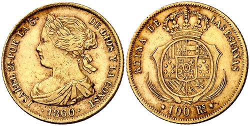 1860. Isabel II. Barcelona. 100 ... 