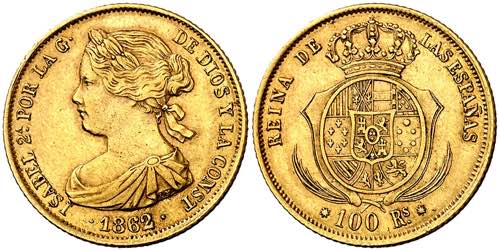 1862. Isabel II. Barcelona. 100 ... 