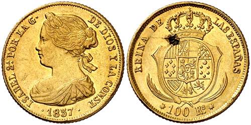 1857. Isabel II. Sevilla. 100 ... 