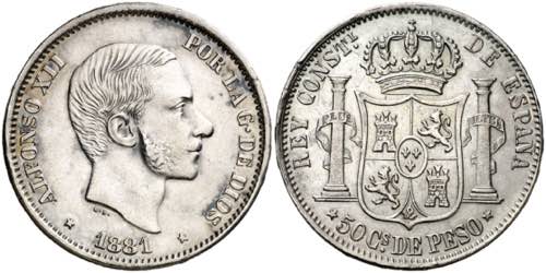 1881. Alfonso XII. Manila. 50 ... 