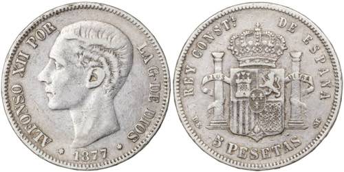 1877*187-. Alfonso XII. DEM. 5 ... 