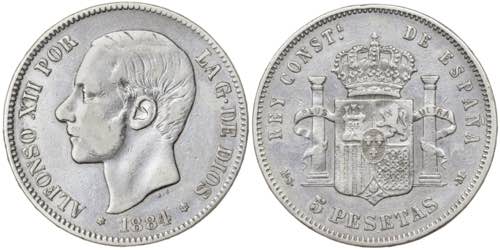 1884*1884. Alfonso XII. MSM. 5 ... 
