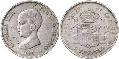 1889*--89. Alfonso XIII. MPM. 5 ... 