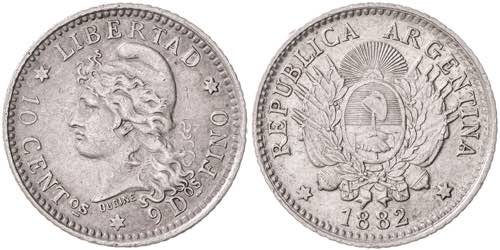 Argentina. 1882. 10 centavos. (Kr. ... 