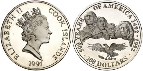 Islas Cook. 1991. Isabel II. 100 ... 